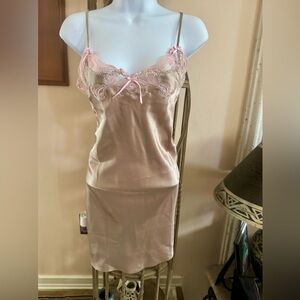 Luxurious Satin Chemise with Pink Lace by Dulce Carola L